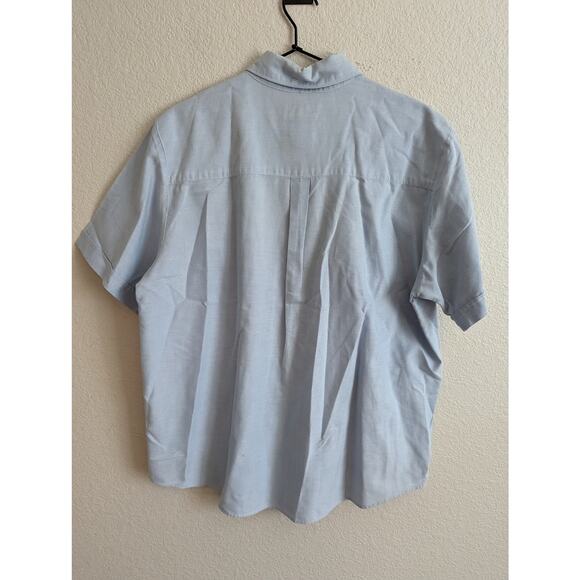 Harbour Gate Collection Womens Sz 14 Short Sleeve Button Down Shirt Light Blue - Picture 3 of 4